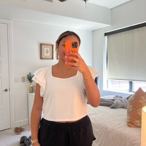 White Flutter Sleeve Top